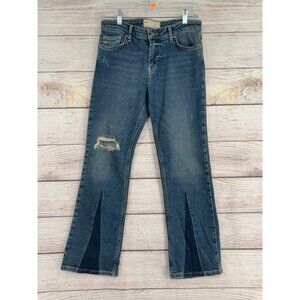 Free People Baby Bootcut Triangle Patch Jeans Women's Size 27 Blue Medium Wash‎
